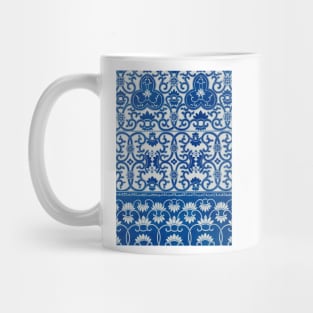 Blue and White Chinese Floral Ornamental Pattern Mug